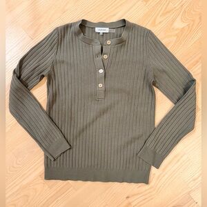 Calvin Klein Olive Green Ribbed Sweater